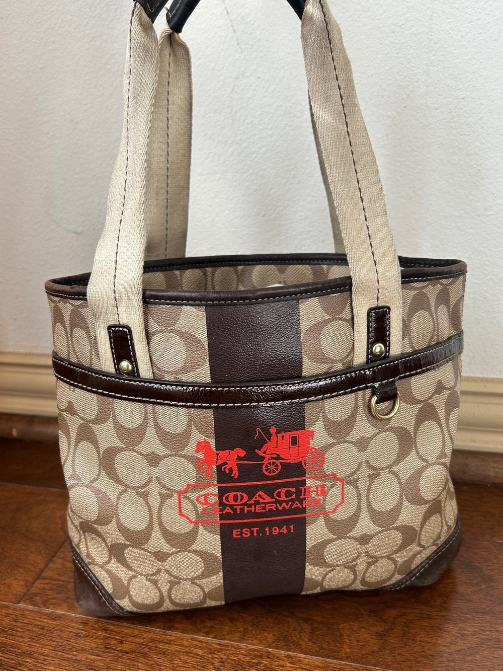 Coach Heritage Stripe Signature Tote